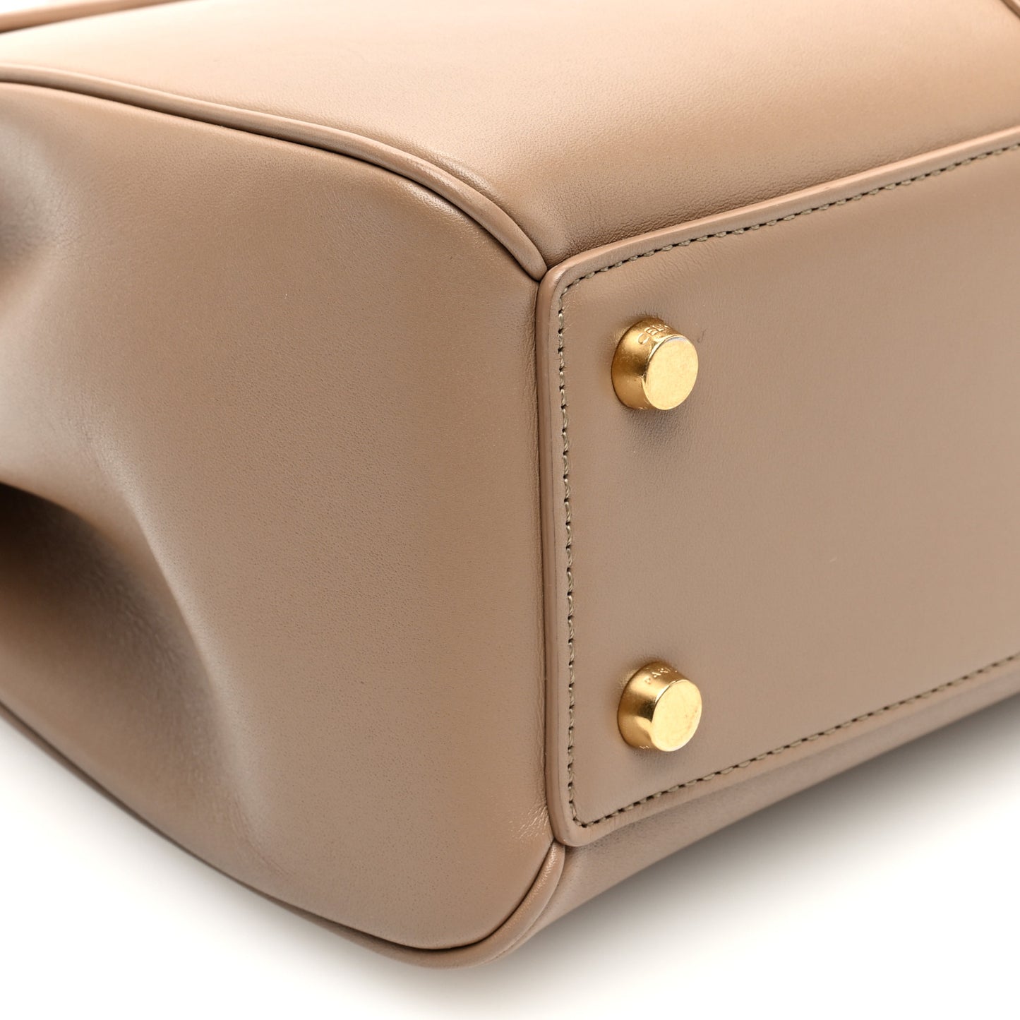 Satinated Calfskin Small 16 Top Handle Bag Smoked Brown