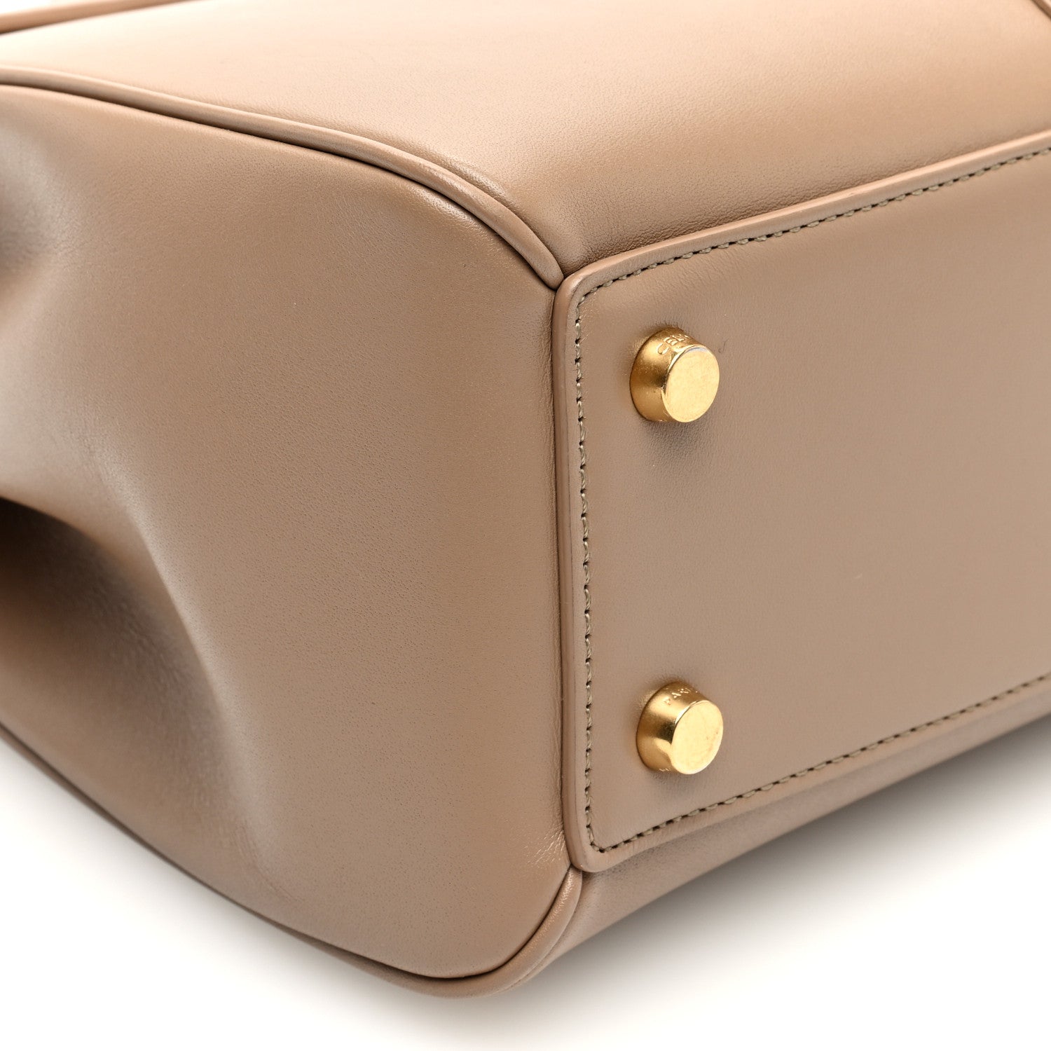 Celine Satinated Calfskin Small 16 Top Handle Bag Smoked Brown 9 of 10