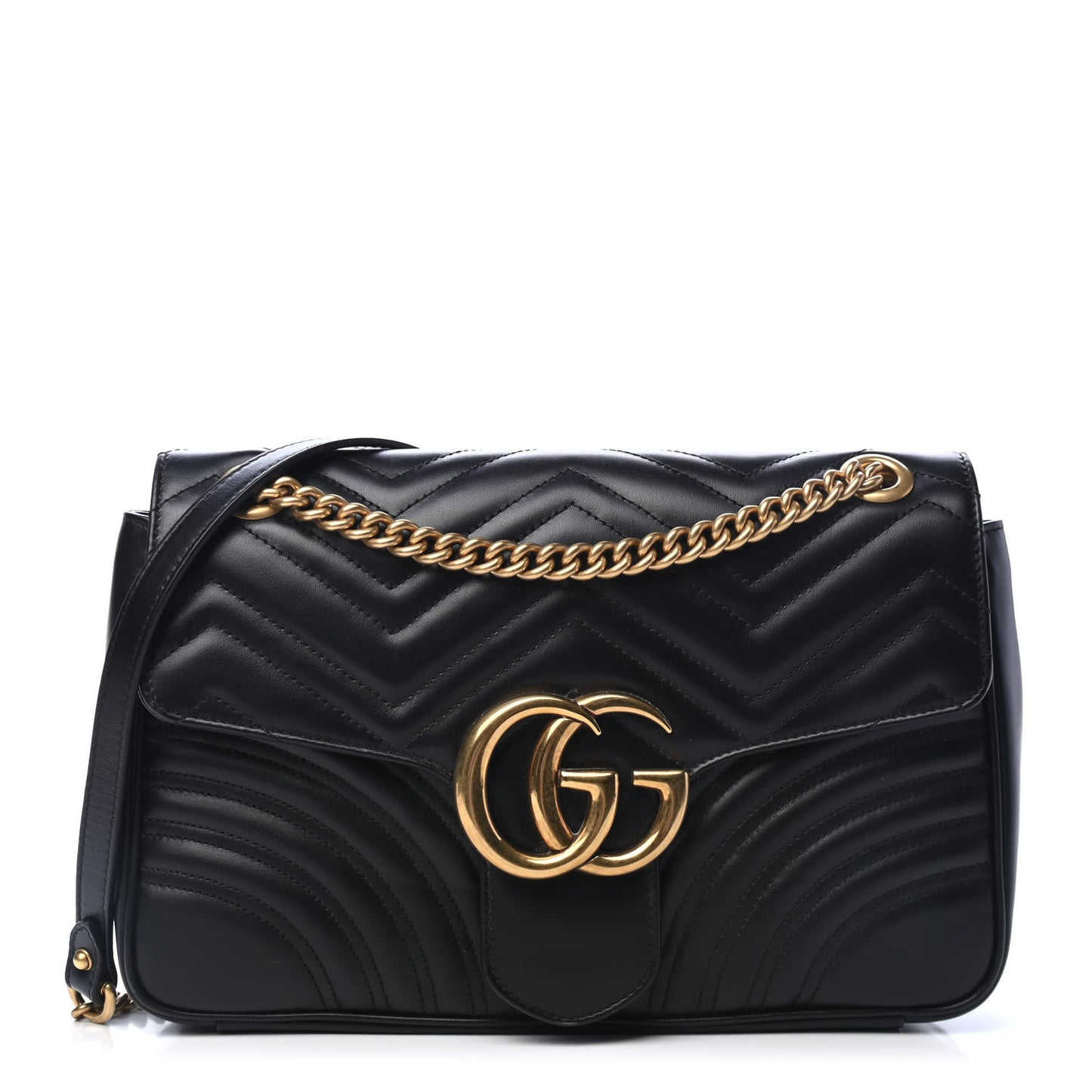 Calfskin Matelasse Medium GG Marmont Shoulder Bag Black