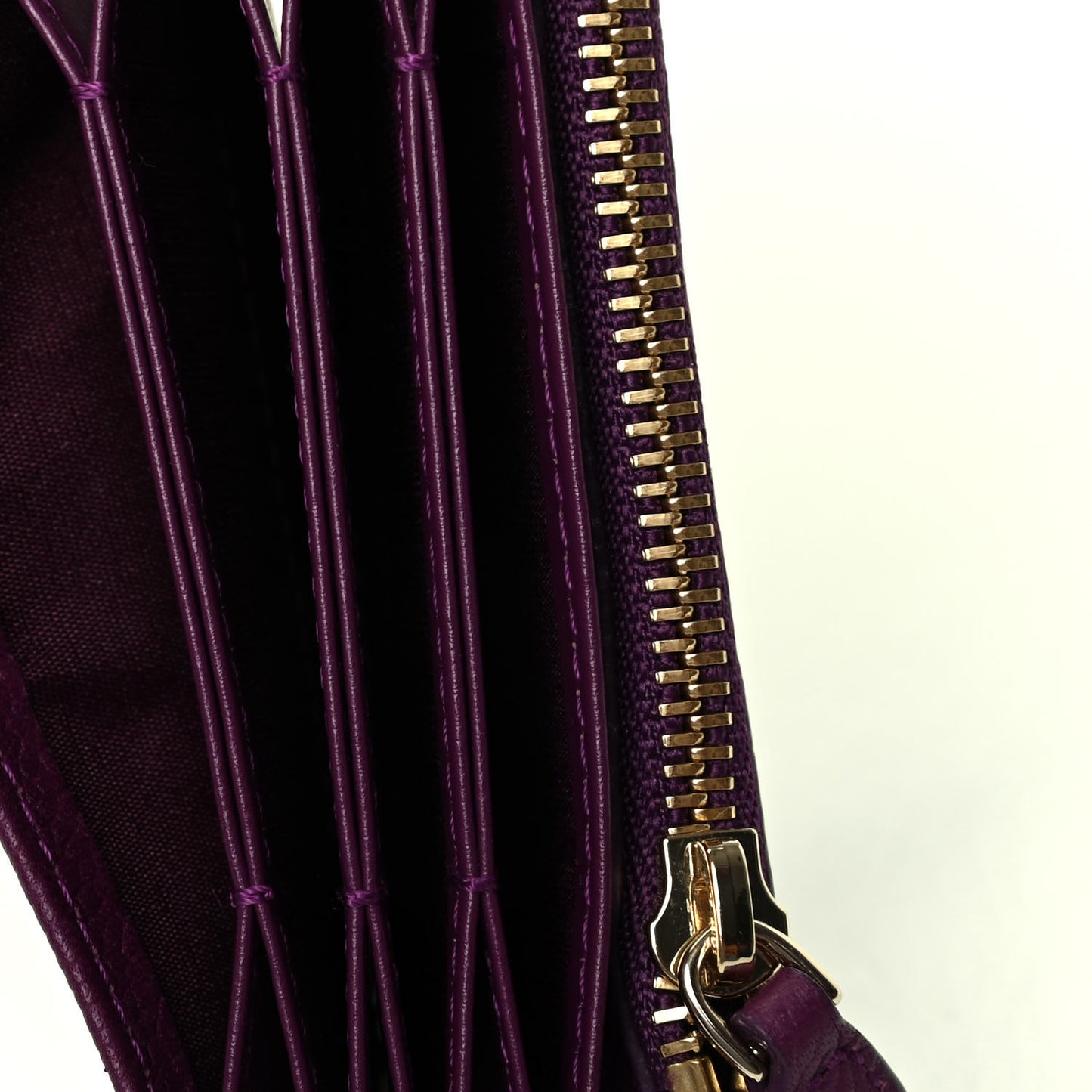 Grained Calfskin Milla Accordion Card Case Purple