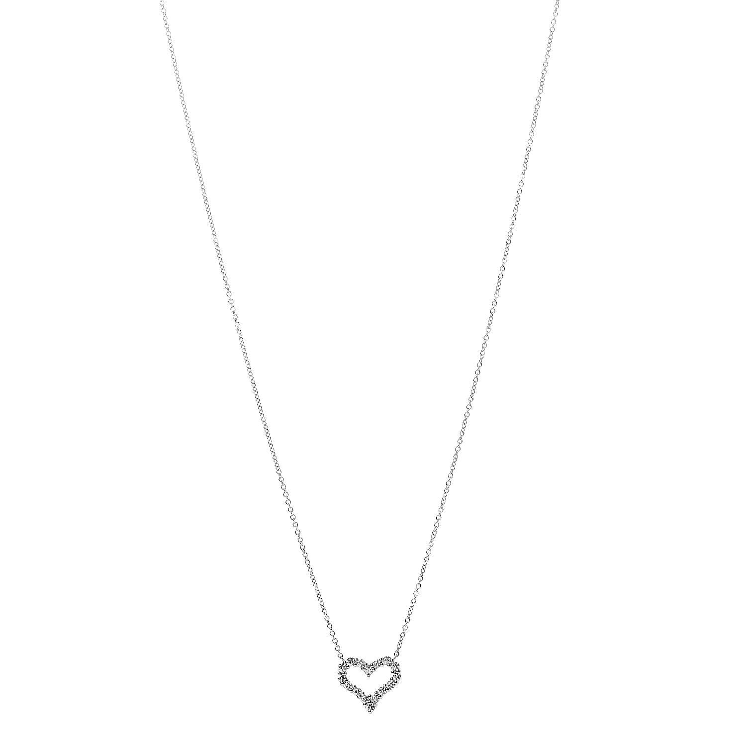 Tiffany Platinum Diamond Mini Heart Pendant Necklace 1 of 8