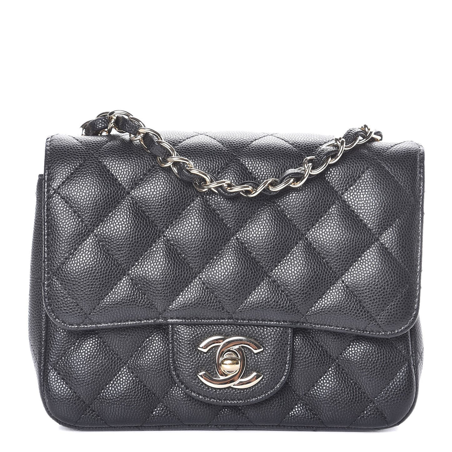 Caviar Quilted Mini Square Flap Black