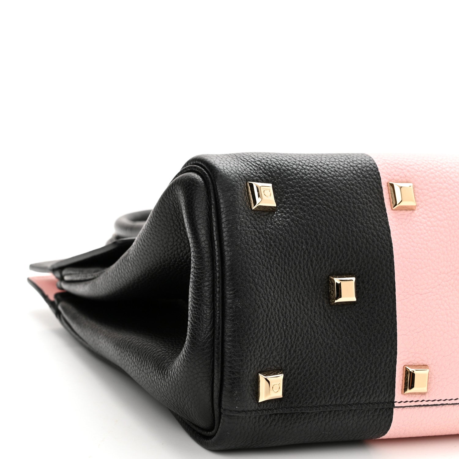Salvatore Ferragamo Calfskin Studio Top Handle Bag Black Pink 9 of 10