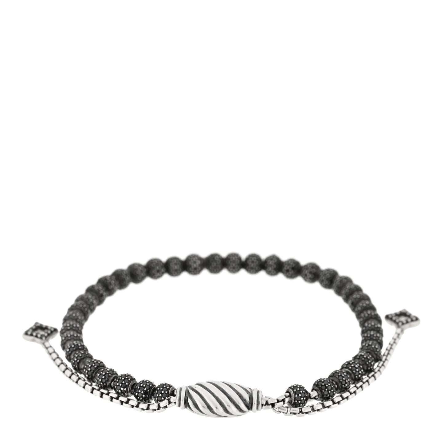 Sterling Silver Black Diamond Petite Pave Spiritual Beads Bracelet