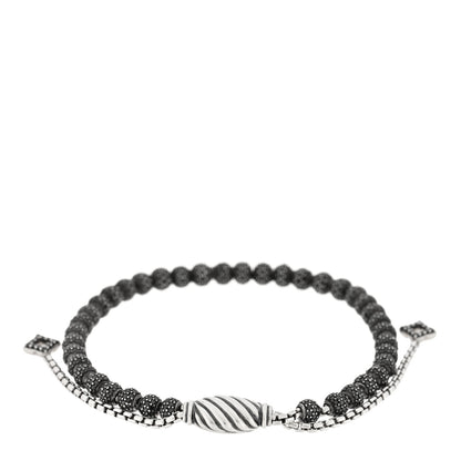 David Yurman Sterling Silver Black Diamond Petite Pave Spiritual Beads Bracelet 2 of 3