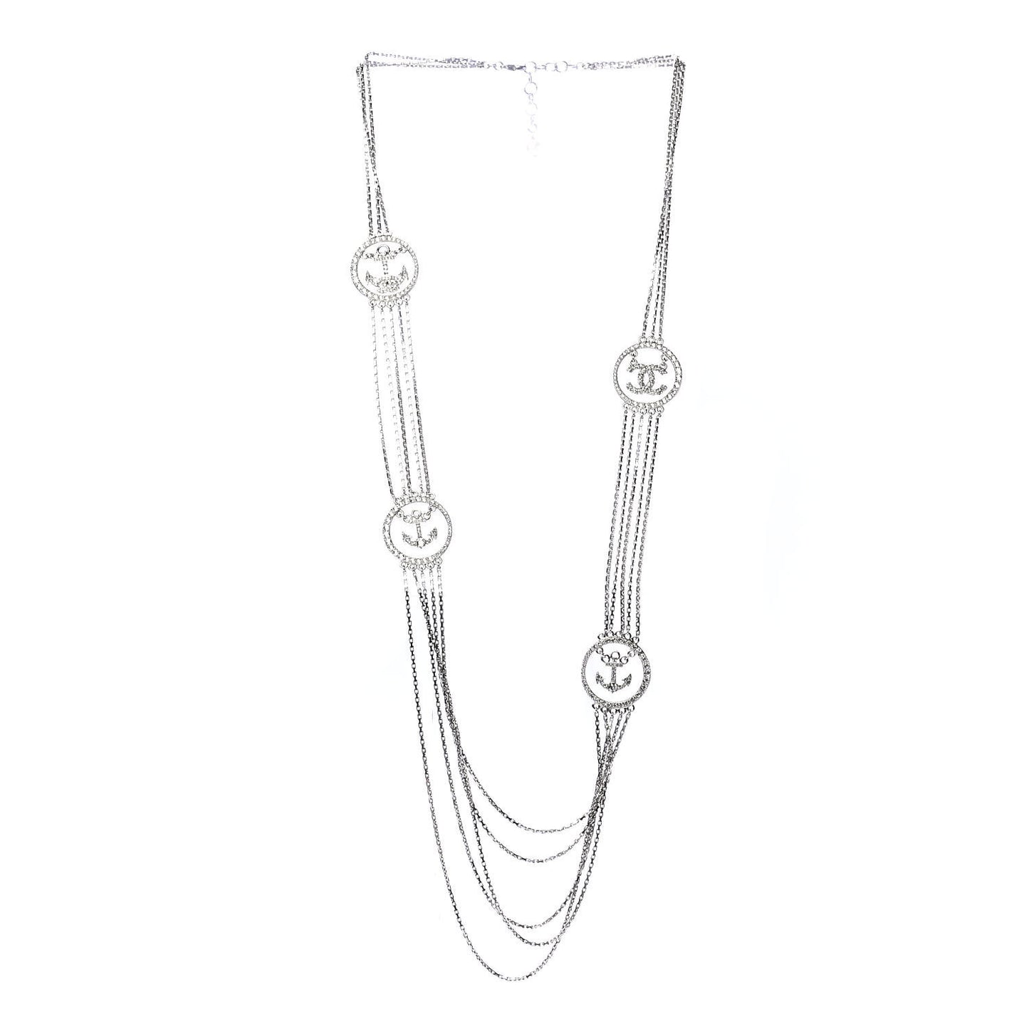 Crystal CC Anchor Necklace Grey Silver