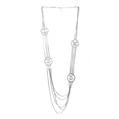 Chanel Crystal CC Anchor Necklace Grey Silver 2 of 5