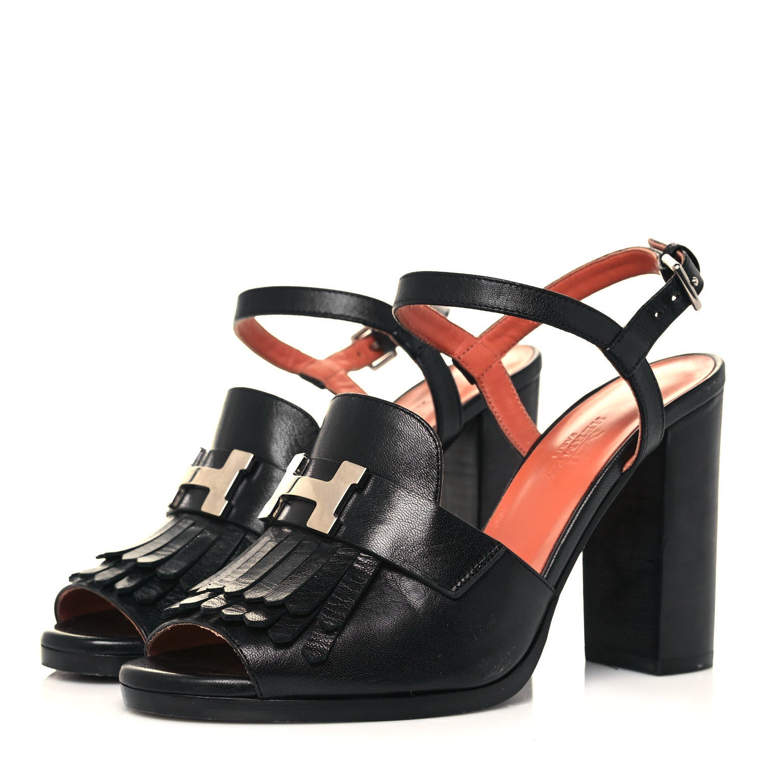 Hermes Goatskin Alesia Sandals 37.5 Black 3 of 8