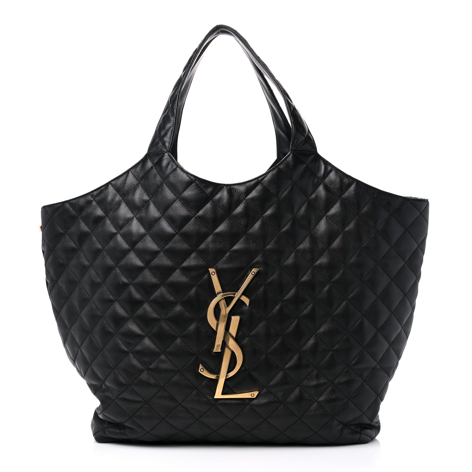 Saint Laurent Lambskin Quilted Maxi Icare Shopping Tote Black 3 of 10