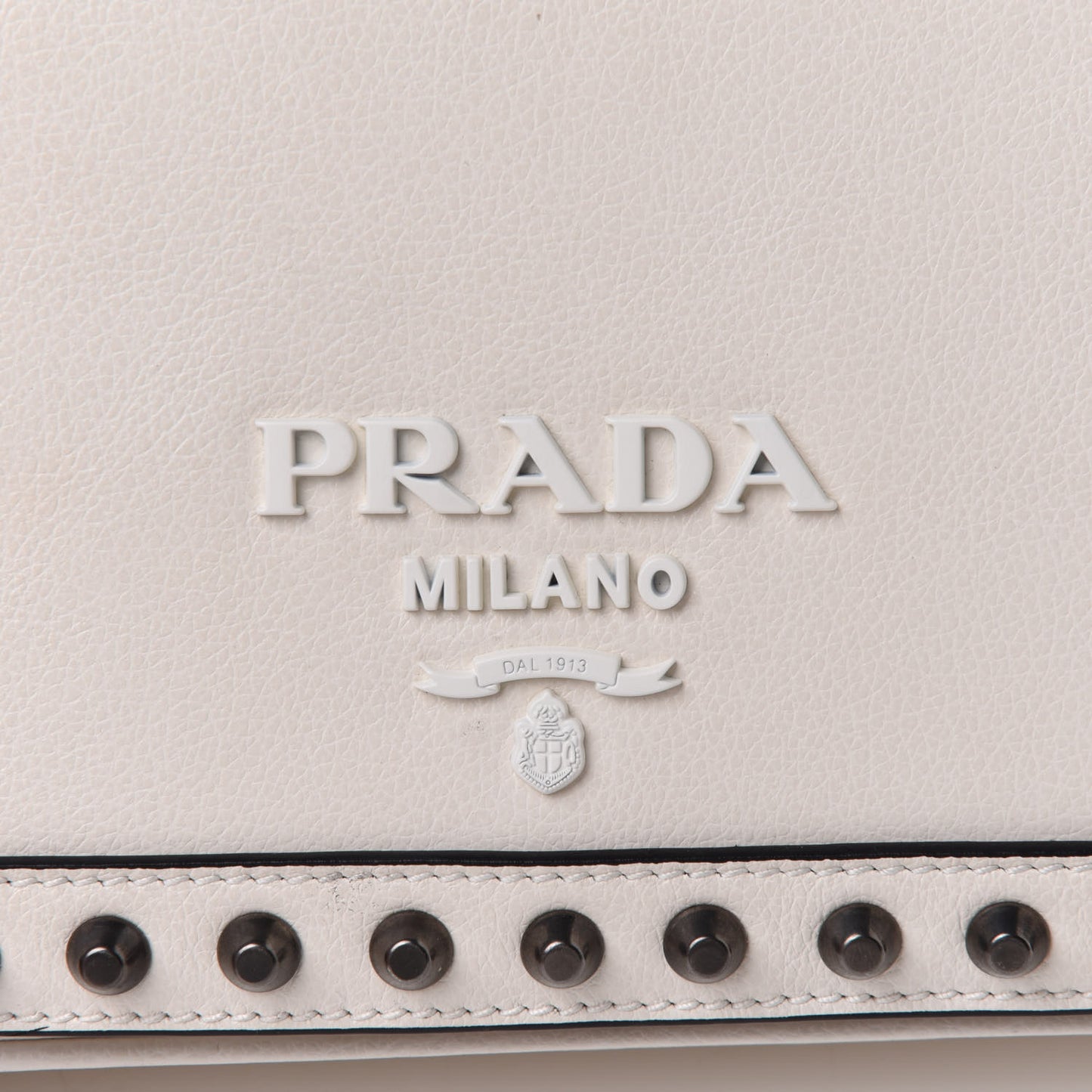 Glace Calfskin Studded Crossbody White