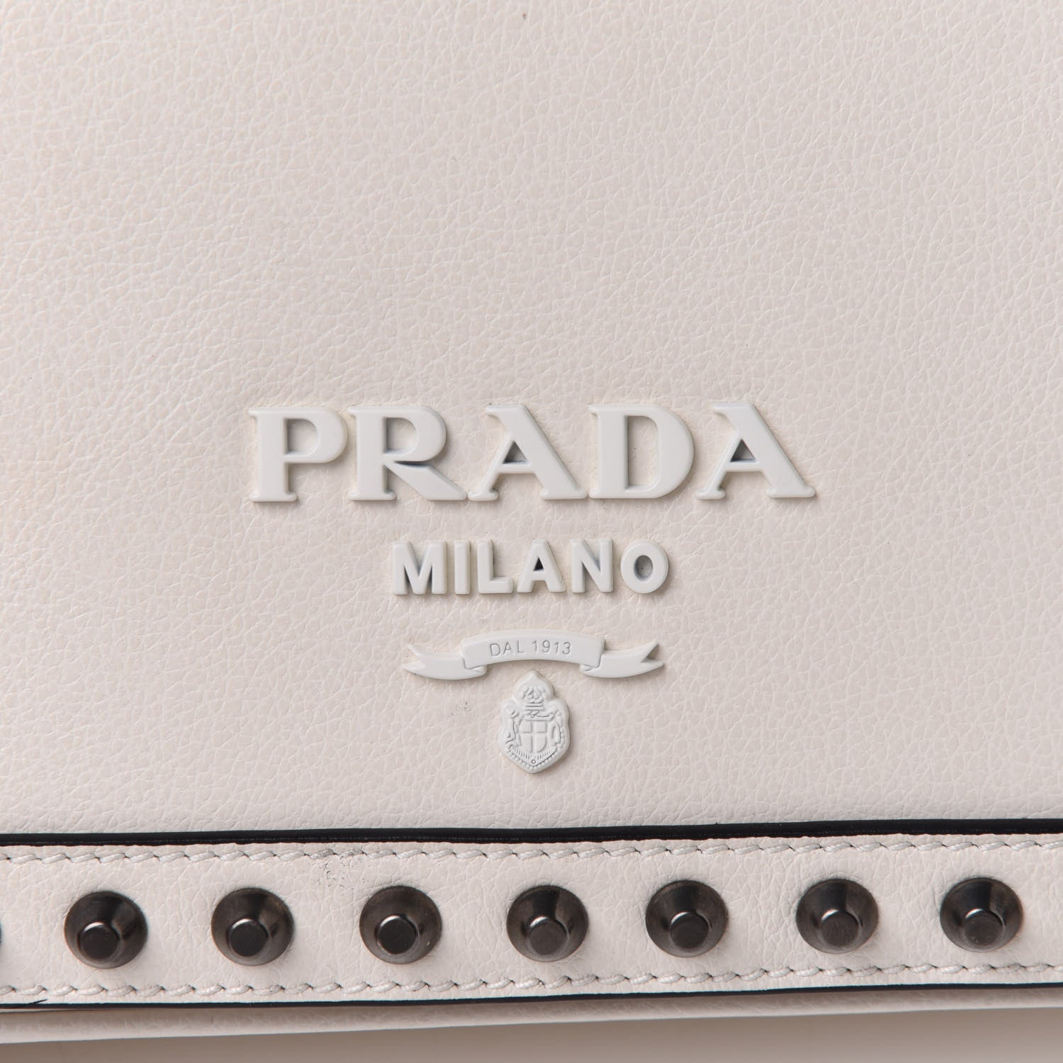 Prada Glace Calfskin Studded Crossbody White 8 of 10