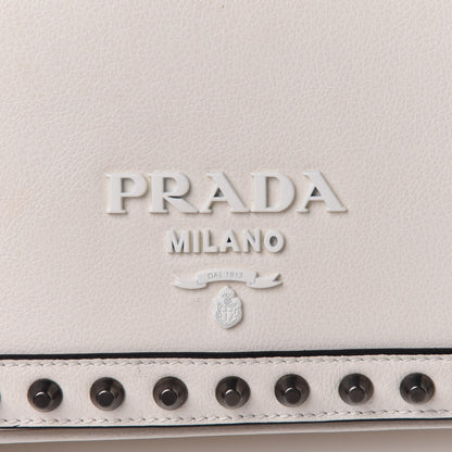 Prada Glace Calfskin Studded Crossbody White 8 of 10
