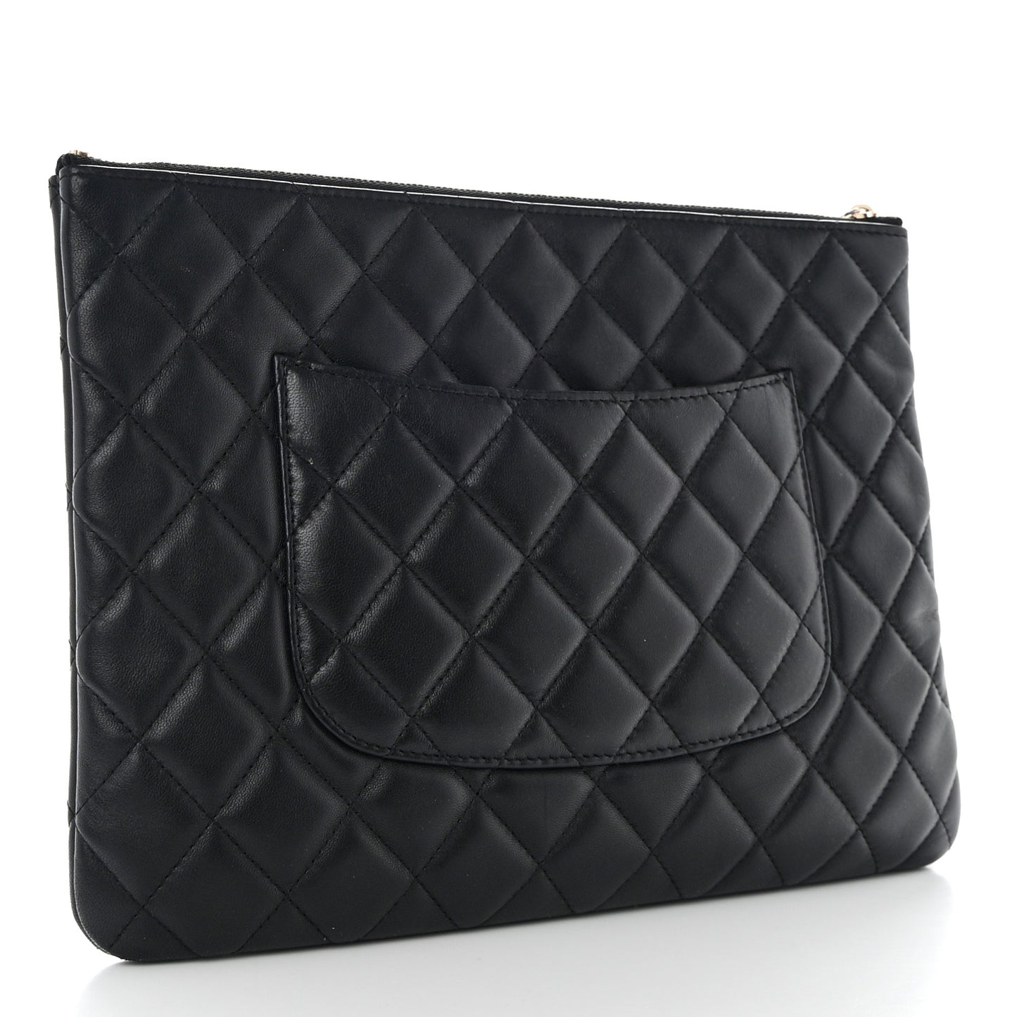 Lambskin Quilted Medium Cosmetic Case Black
