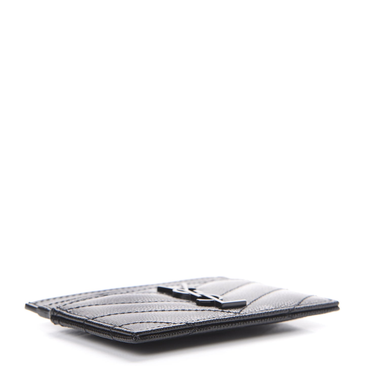 Grain De Poudre Matelasse Chevron Monogram Credit Card Case Black