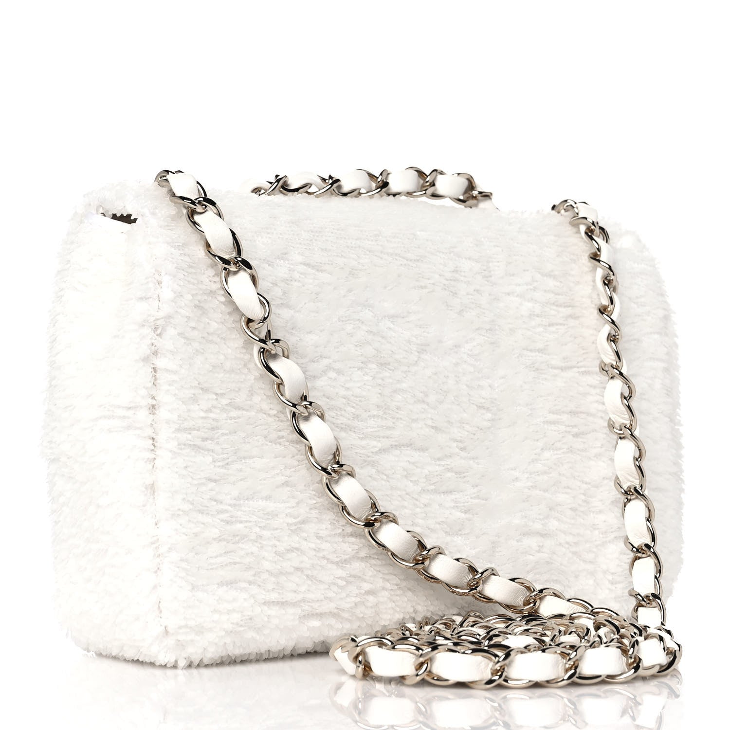 Chanel Sequin Mini Rectangular Flap White 2 of 9