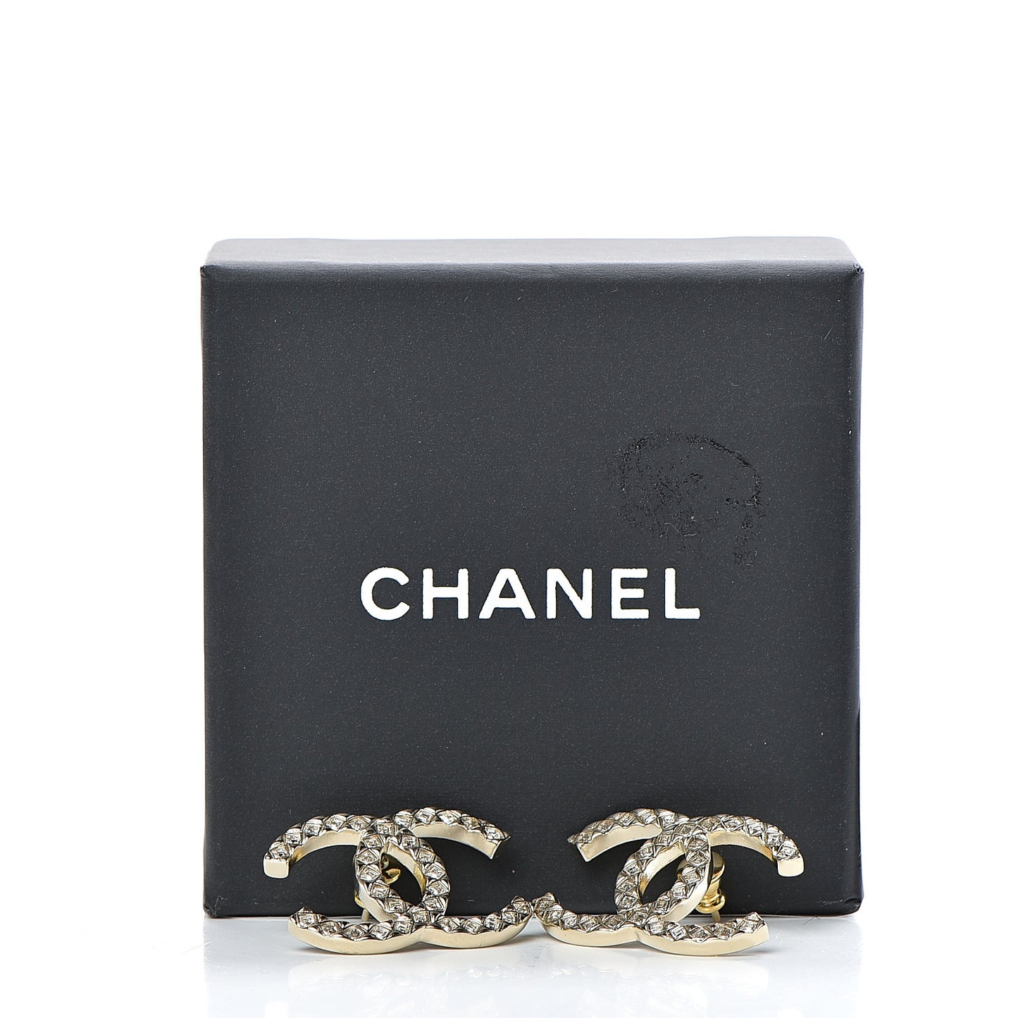 Crystal CC Large Stud Earrings Gold