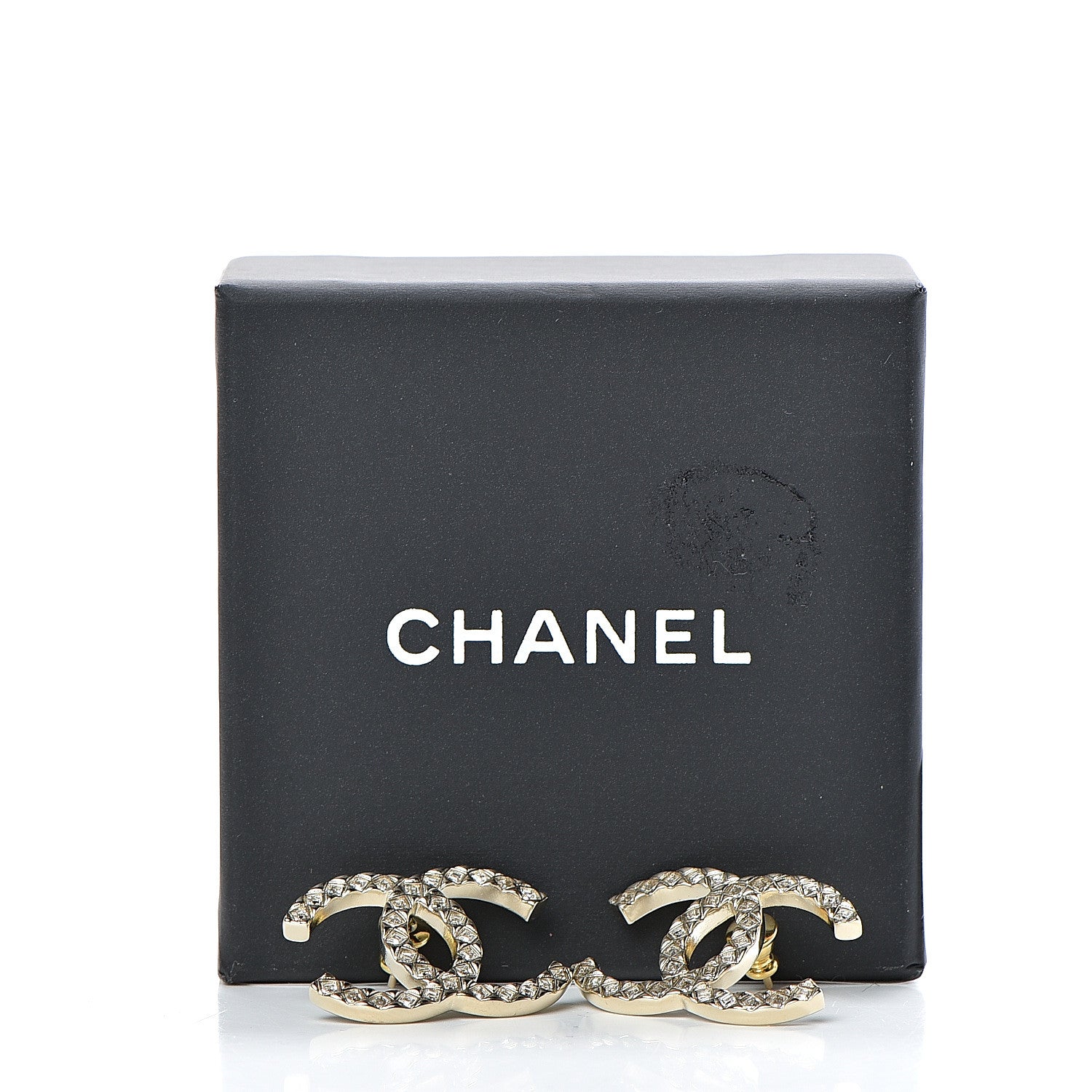 Chanel Crystal CC Large Stud Earrings Gold 5 of 5