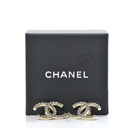 Chanel Crystal CC Large Stud Earrings Gold 5 of 5