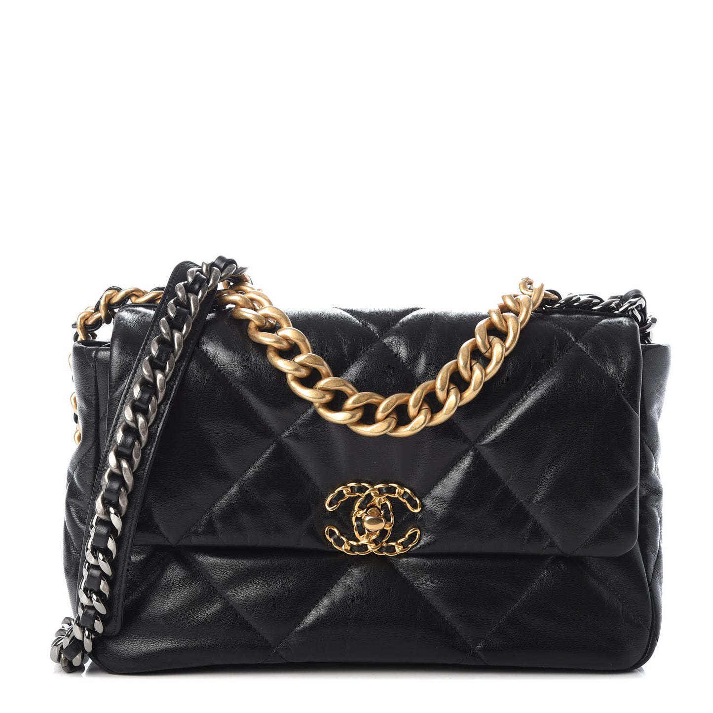 Goatskin Quilted Large 19 Flap Black