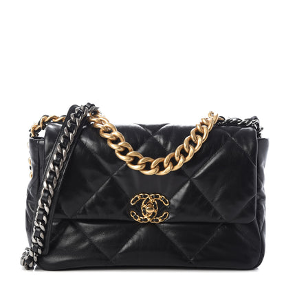 Chanel Goatskin Quilted Large 19 Flap Black 1 of 9