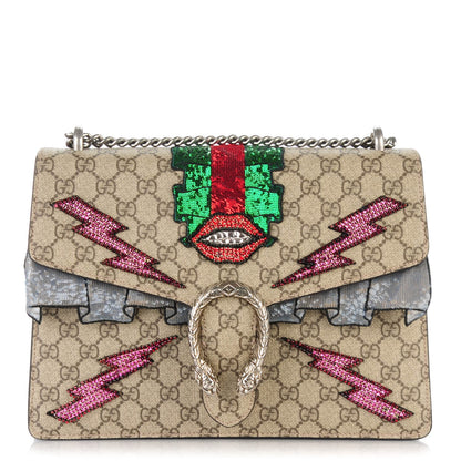 Gucci GG Supreme Monogram Lightning Embroidered Medium Dionysus Shoulder Bag Beige 1 of 11
