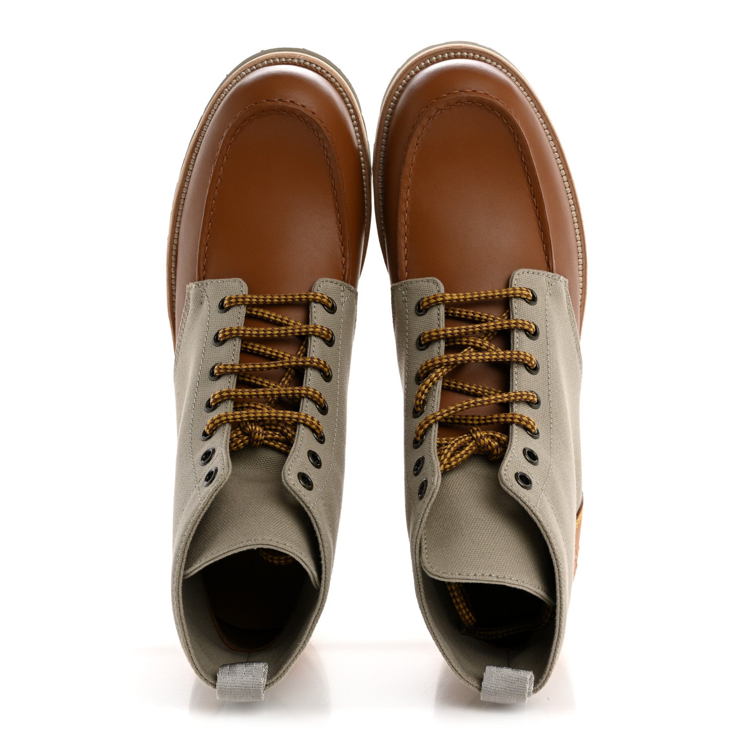 Louis Vuitton Canvas Calfskin Mens Hinterland Boots 10 Beige Tan 2 of 10