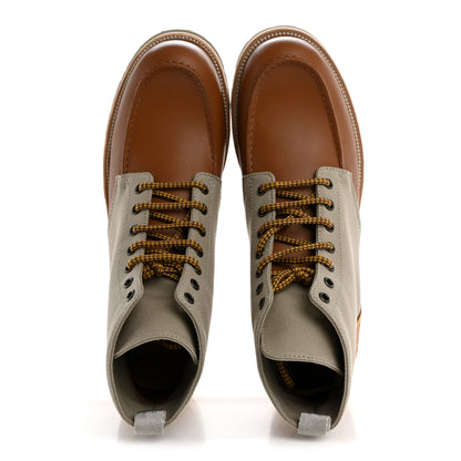 Louis Vuitton Canvas Calfskin Mens Hinterland Boots 10 Beige Tan 2 of 10