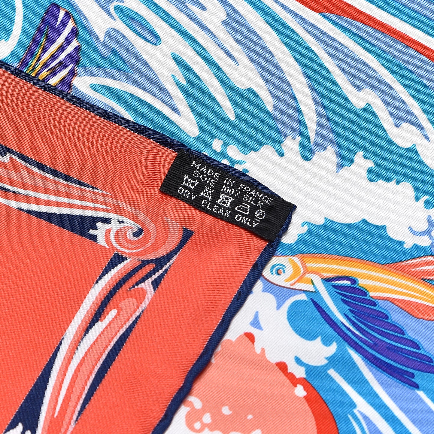 Silk De la Mer Au Ciel Scarf 90 Rouge Cobalt Saumon