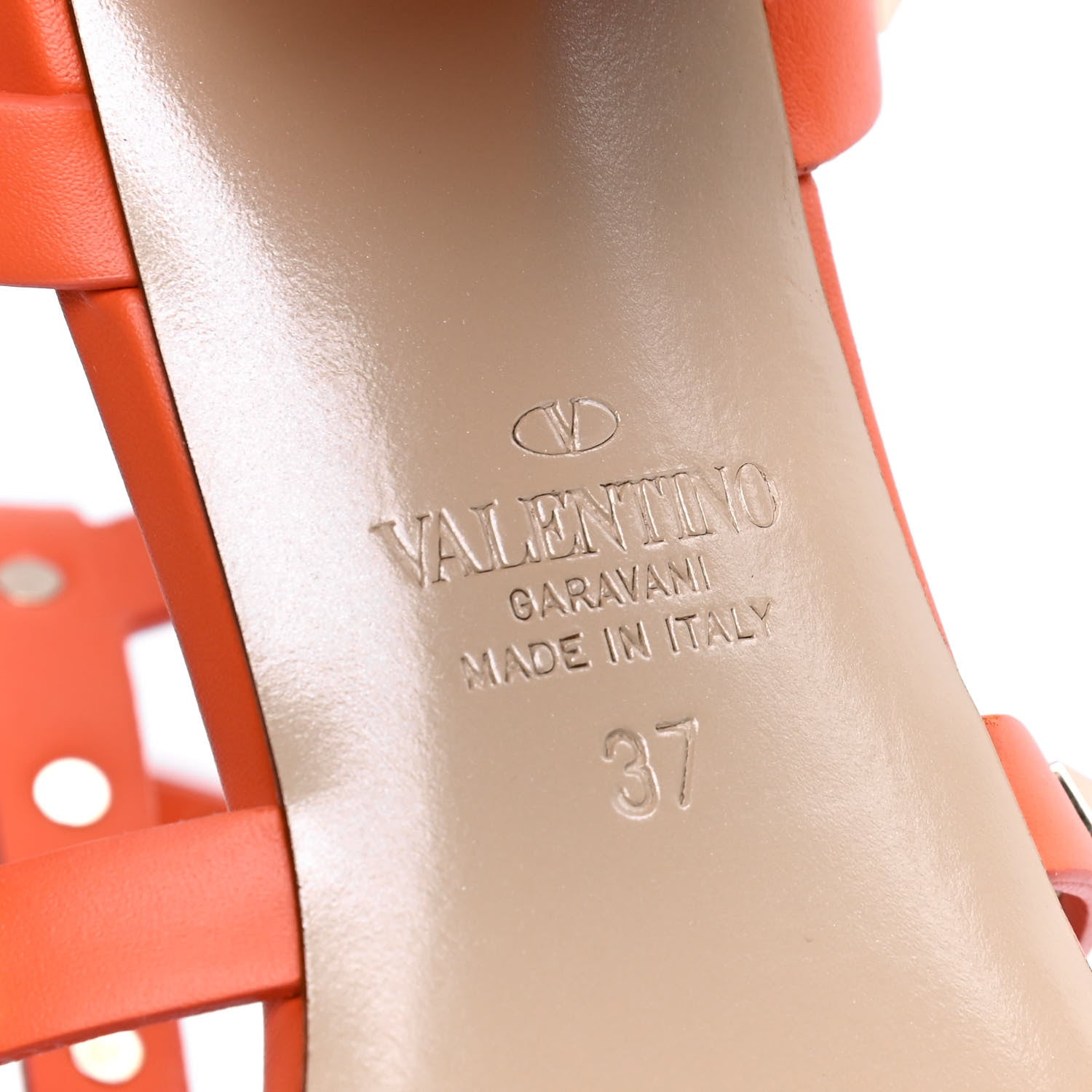Valentino Garavani Calfskin Rockstud 60mm City Sandals 37 Orange Zest 6 of 7