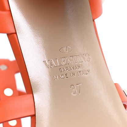 Valentino Garavani Calfskin Rockstud 60mm City Sandals 37 Orange Zest 6 of 7