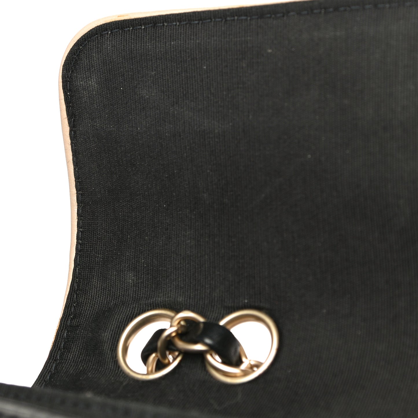 Lambskin Quilted Single Flap Bag Black Beige