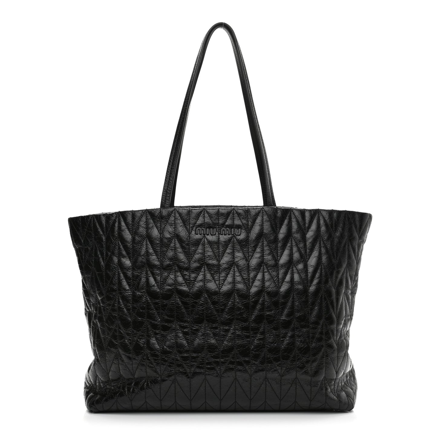 Nappa Matelasse Shine Trapuntato Large Tote Bag Black