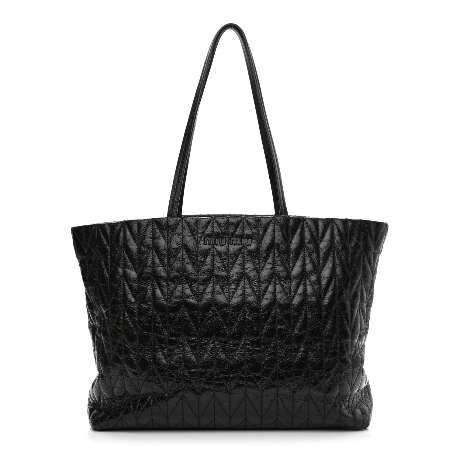 Miu Miu Nappa Matelasse Shine Trapuntato Large Tote Bag Black 1 of 12