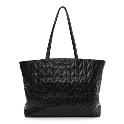 Miu Miu Nappa Matelasse Shine Trapuntato Large Tote Bag Black 1 of 12