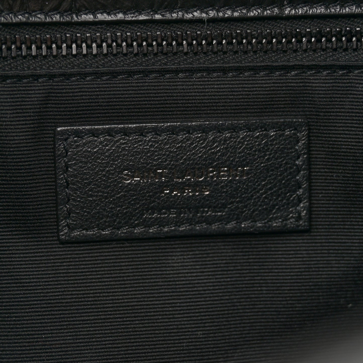 Crocodile Embossed Lambskin Monogram Medium Niki Chain Satchel Black