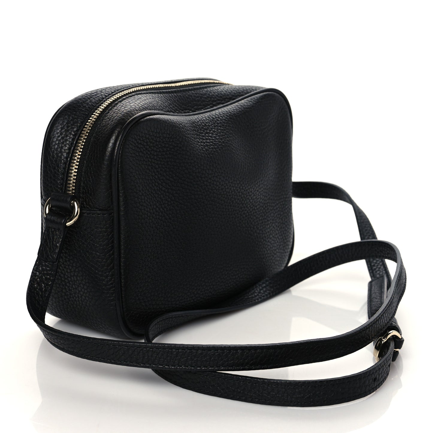 Pebbled Calfskin Small Soho Disco Bag Black