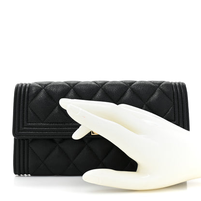 Chanel Caviar Quilted Large Boy Gusset Flap Wallet Black 2 of 12