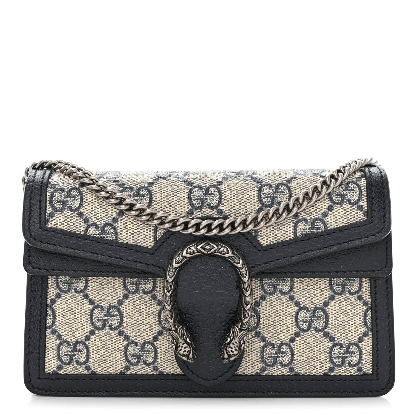 GG Supreme Monogram Textured Dollar Calfskin Super Mini Dionysus Shoulder Bag Beige Blue