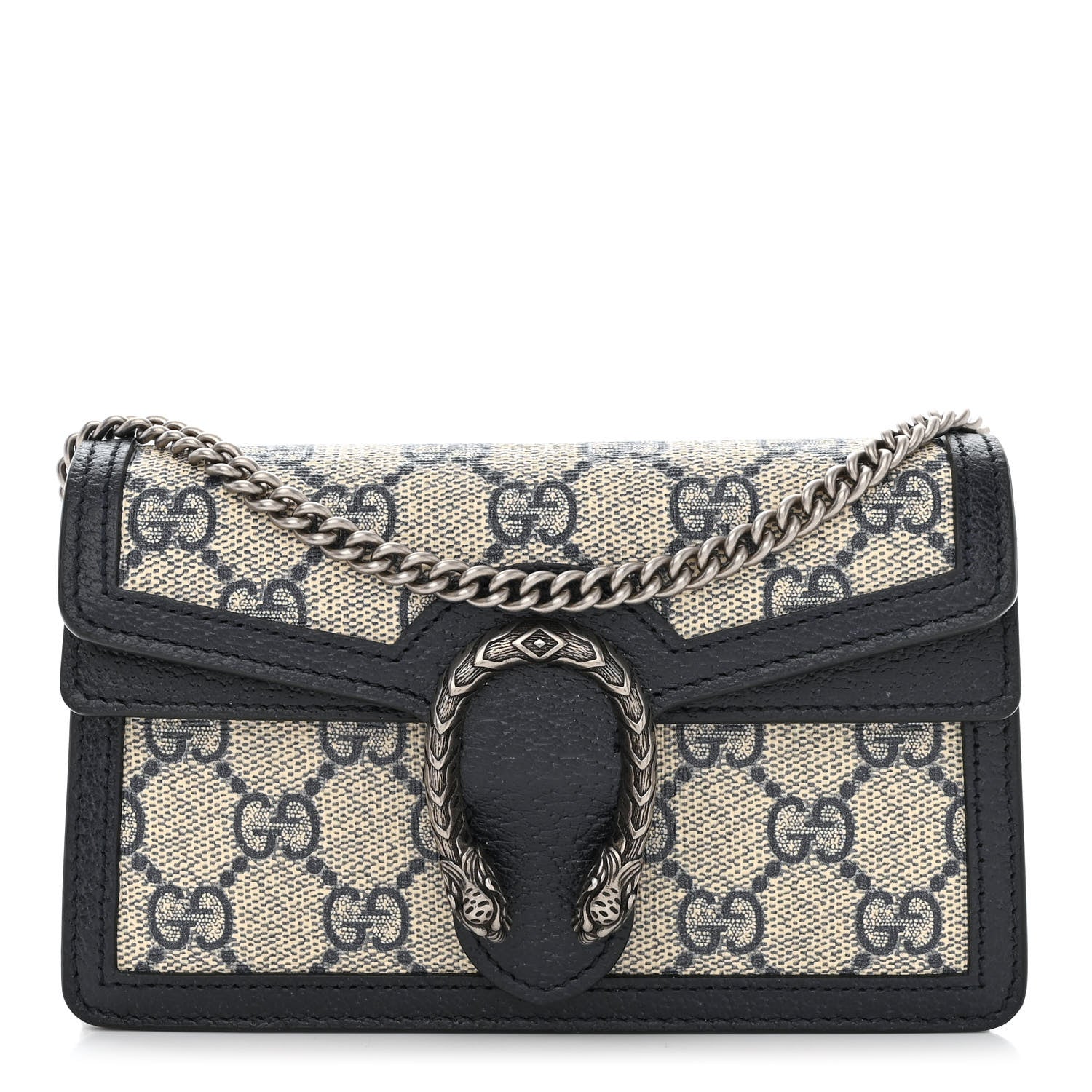 Gucci GG Supreme Monogram Textured Dollar Calfskin Super Mini Dionysus Shoulder Bag Beige Blue 1 of 10