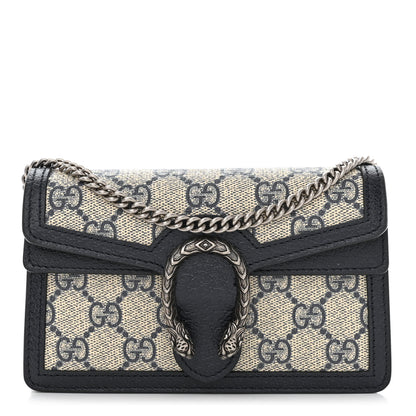 Gucci GG Supreme Monogram Textured Dollar Calfskin Super Mini Dionysus Shoulder Bag Beige Blue 1 of 10