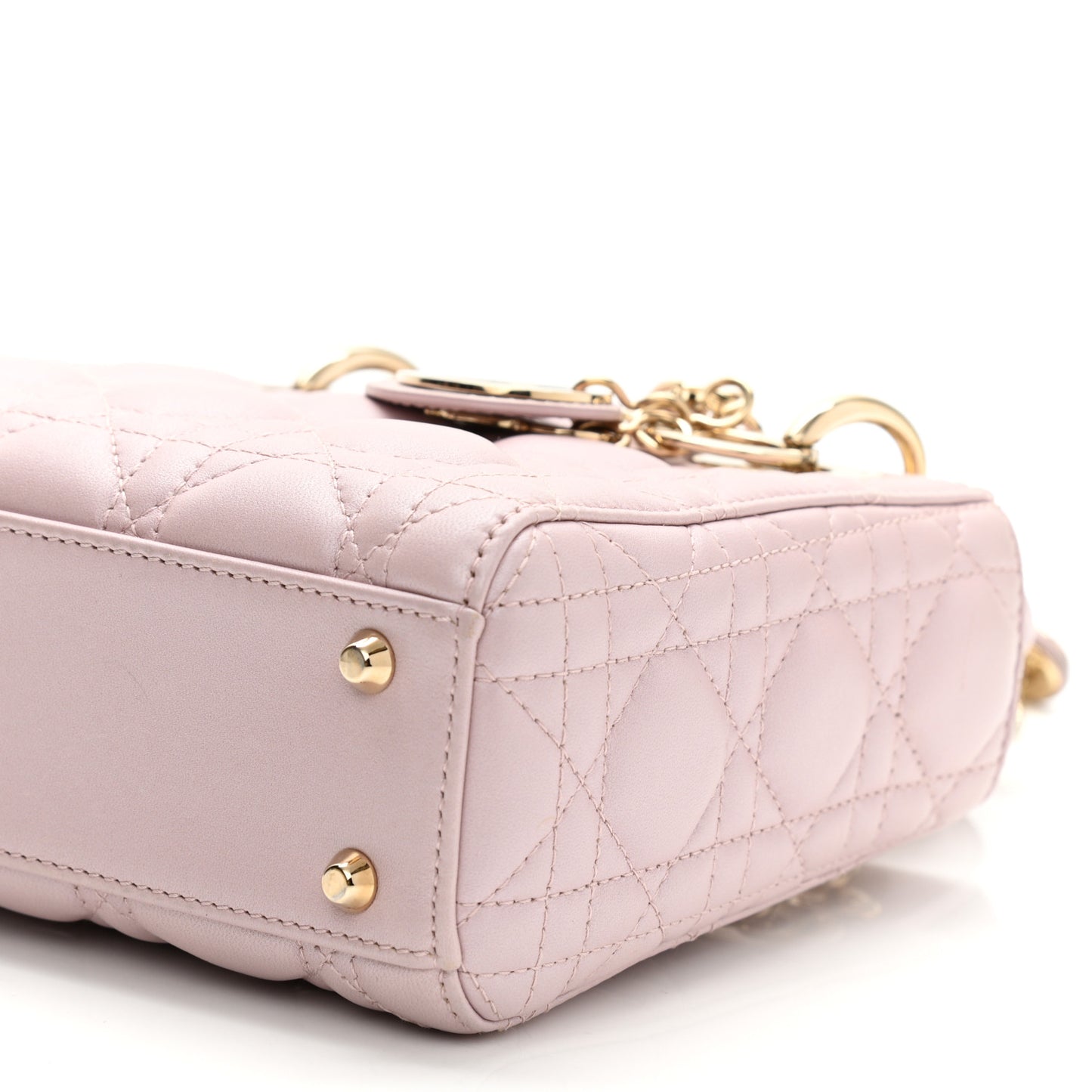 Metallic Lambskin Cannage Mini Lady Dior Lotus