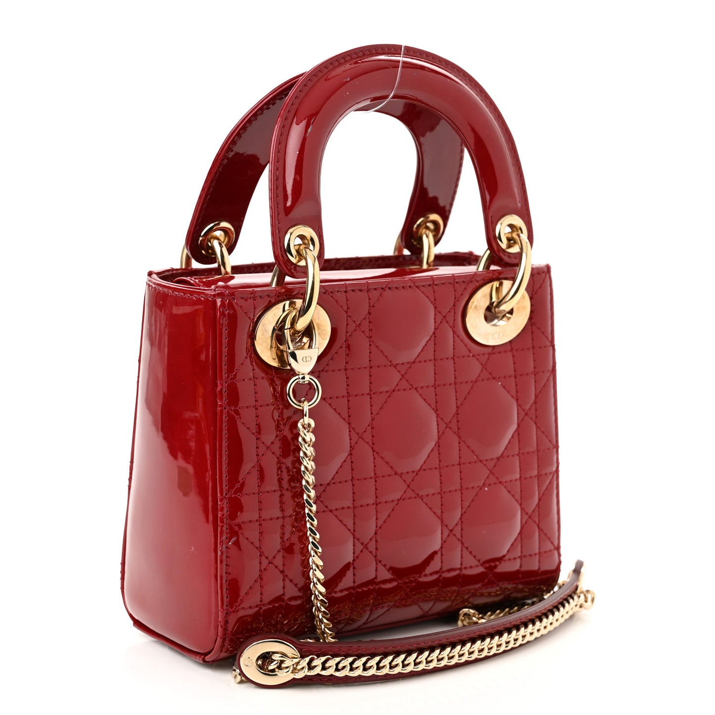 Patent Cannage Mini Lady Dior Red