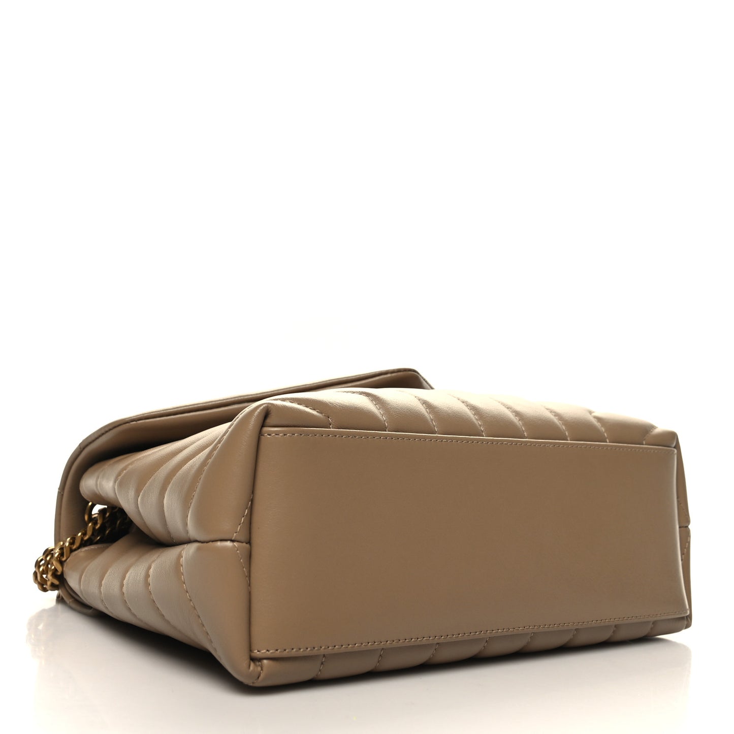 Calfskin Y Quilted Monogram Small Loulou Chain Satchel Dark Beige