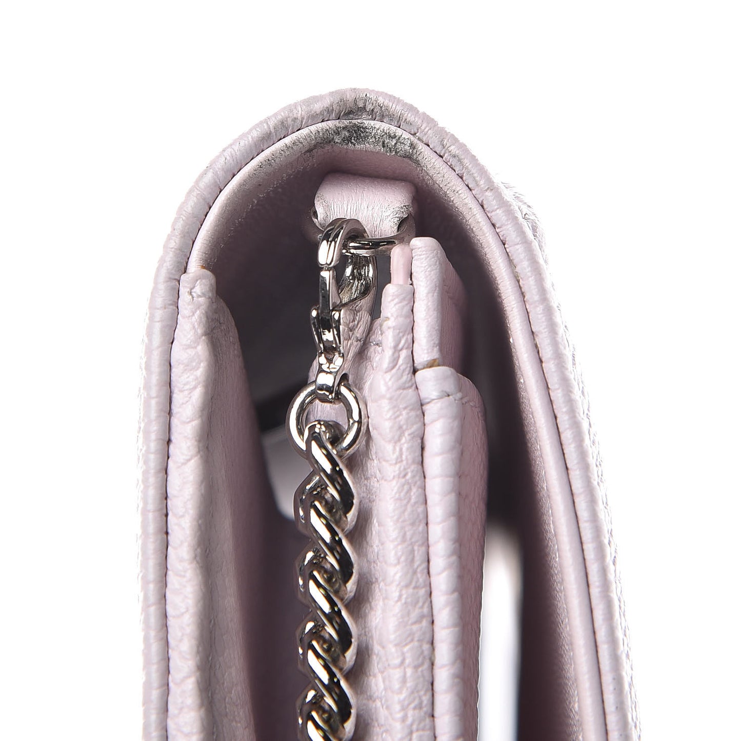 Grained Calfskin Diorama Croisiere Chain Wallet Pink