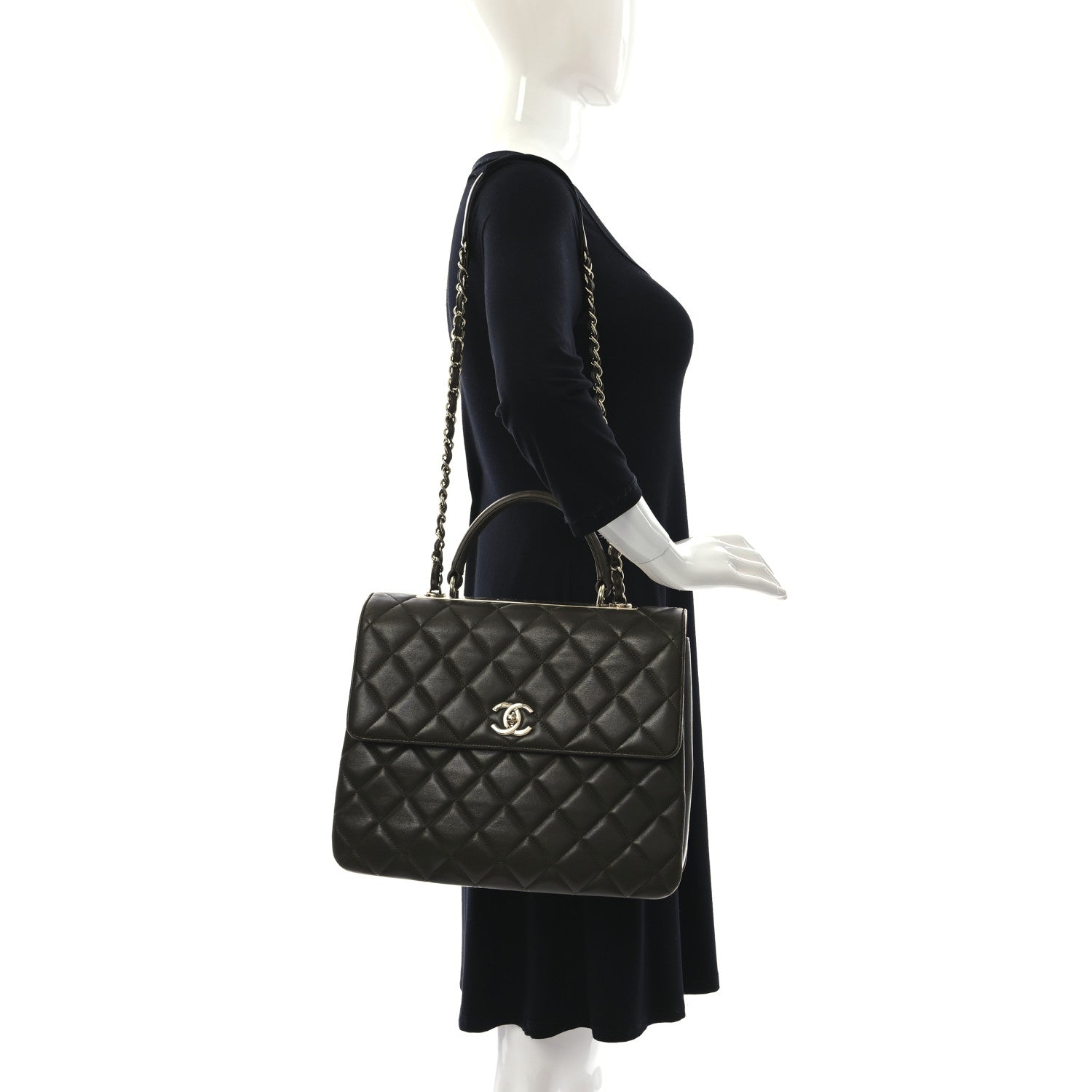 Chanel Lambskin Quilted Large Trendy CC Dual Handle Flap Bag Khaki 2 of 11