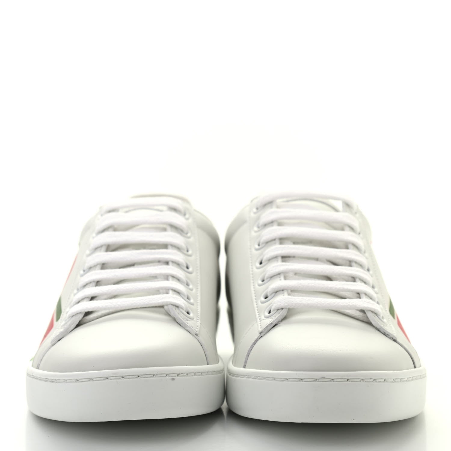 Gucci Calfskin Interlocking G Womens New Ace Sneakers 35 White Red Flame Green 2 of 10