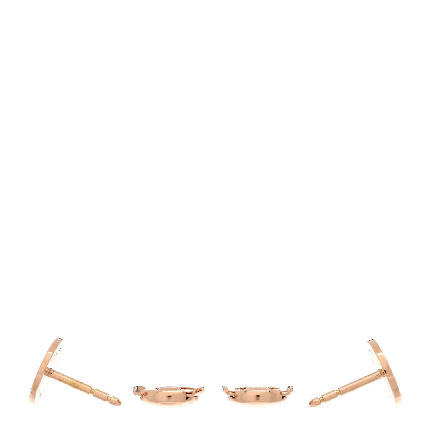Hermes 18K Rose Gold TPM Ex-Libris Stud Earrings 3 of 5