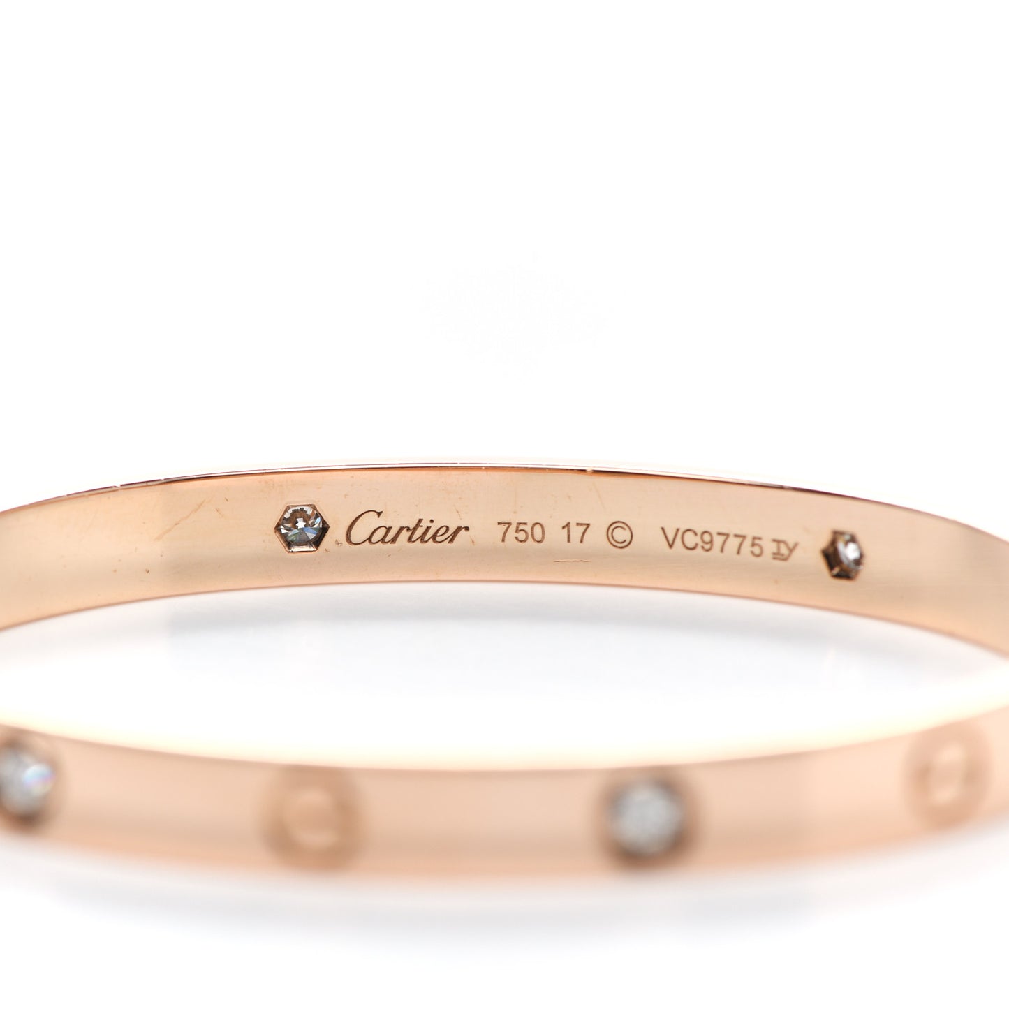 18K Pink Gold 4 Diamond LOVE Bracelet 17