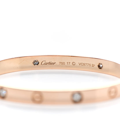 Cartier 18K Pink Gold 4 Diamond LOVE Bracelet 17 4 of 5