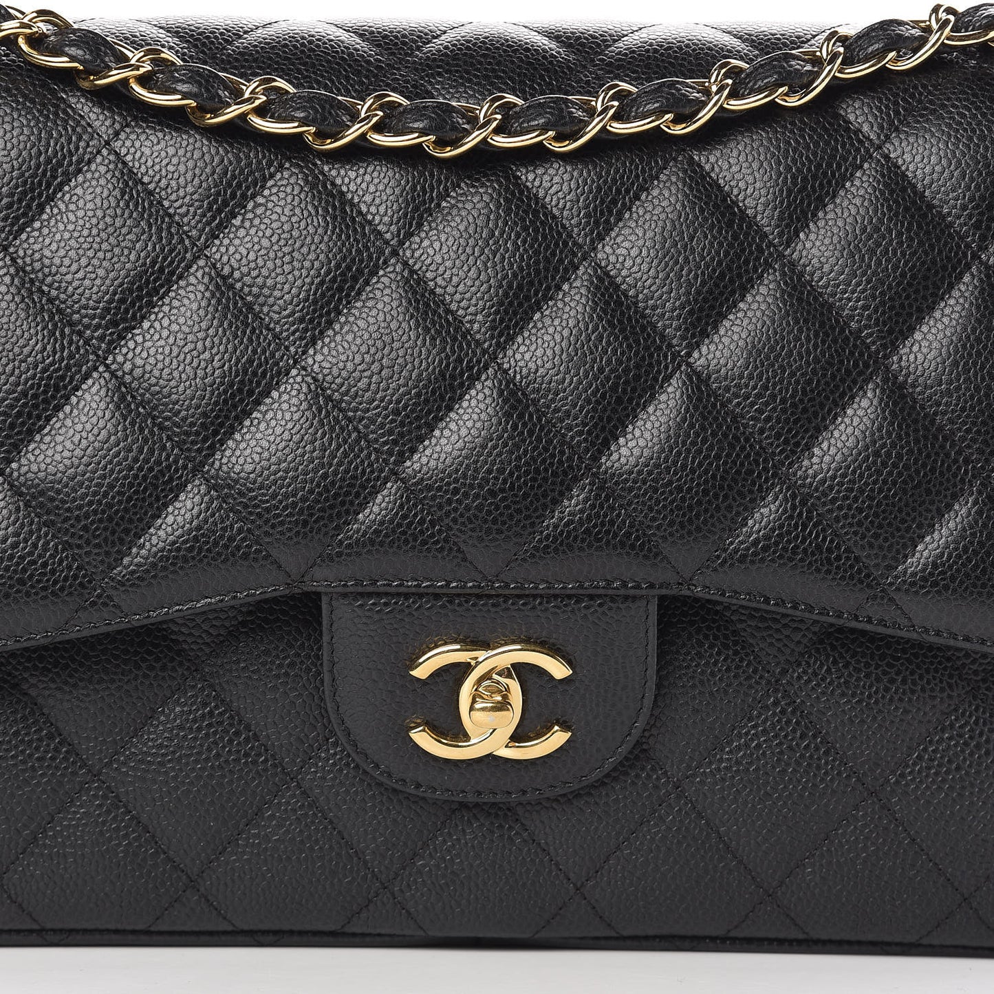Caviar Quilted Jumbo Double Flap Black